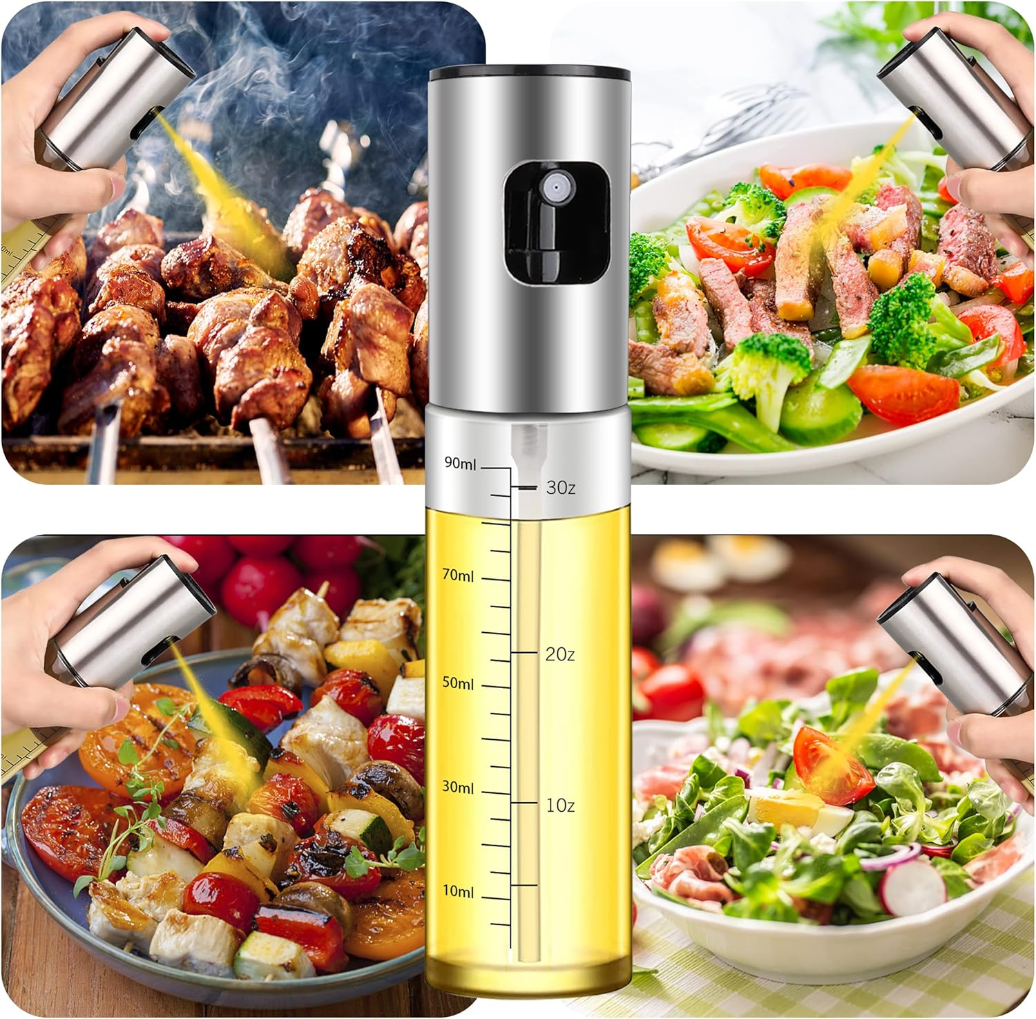 2 Pack Stainless Steel Oil Sprayer Mister for Cooking, Salad, BBQ, Roasting, 200Ml