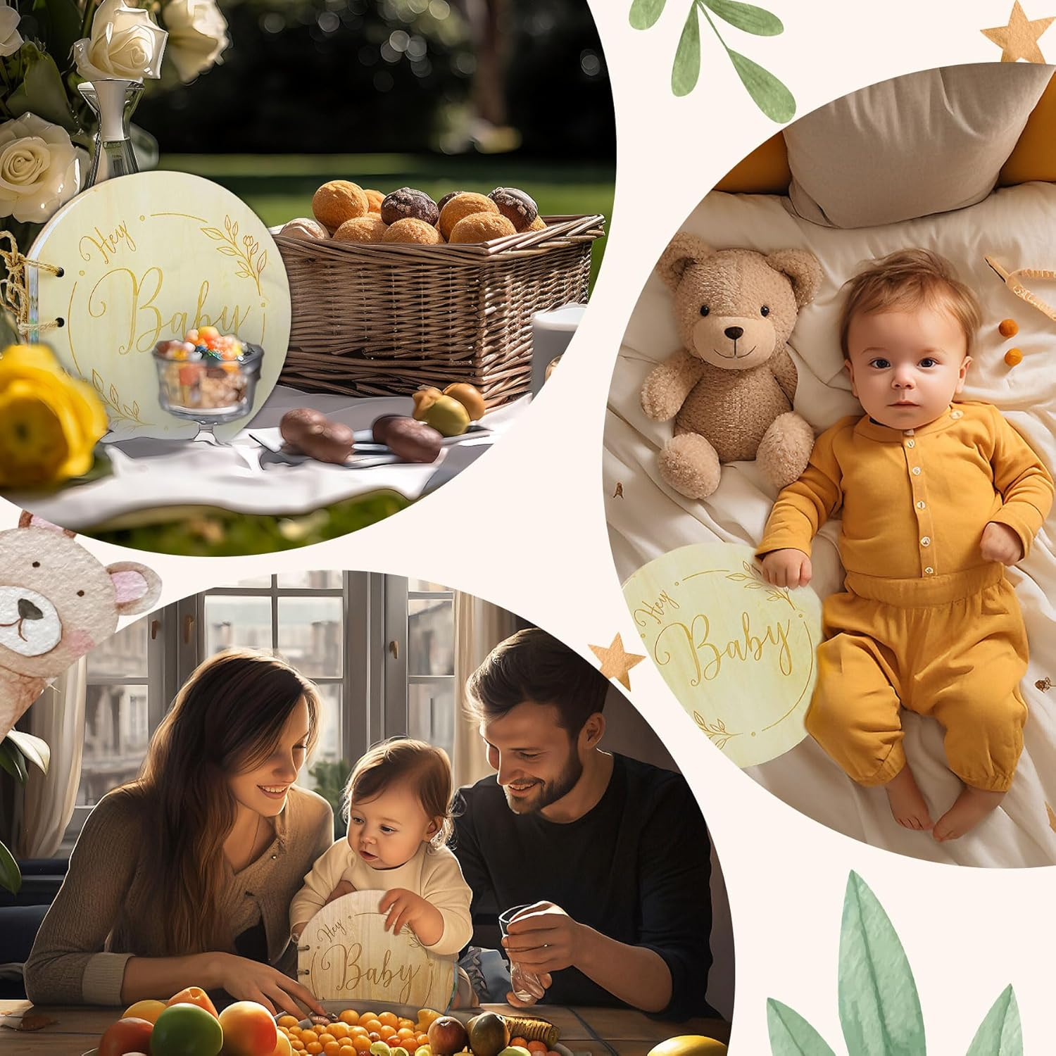 80 Pages Baby Shower Guest Book, Wooden Baby Shower Book Registry for Guest Check-In, Blessings for the Baby and Advice for New Parents and Moms-To-Be image number 5