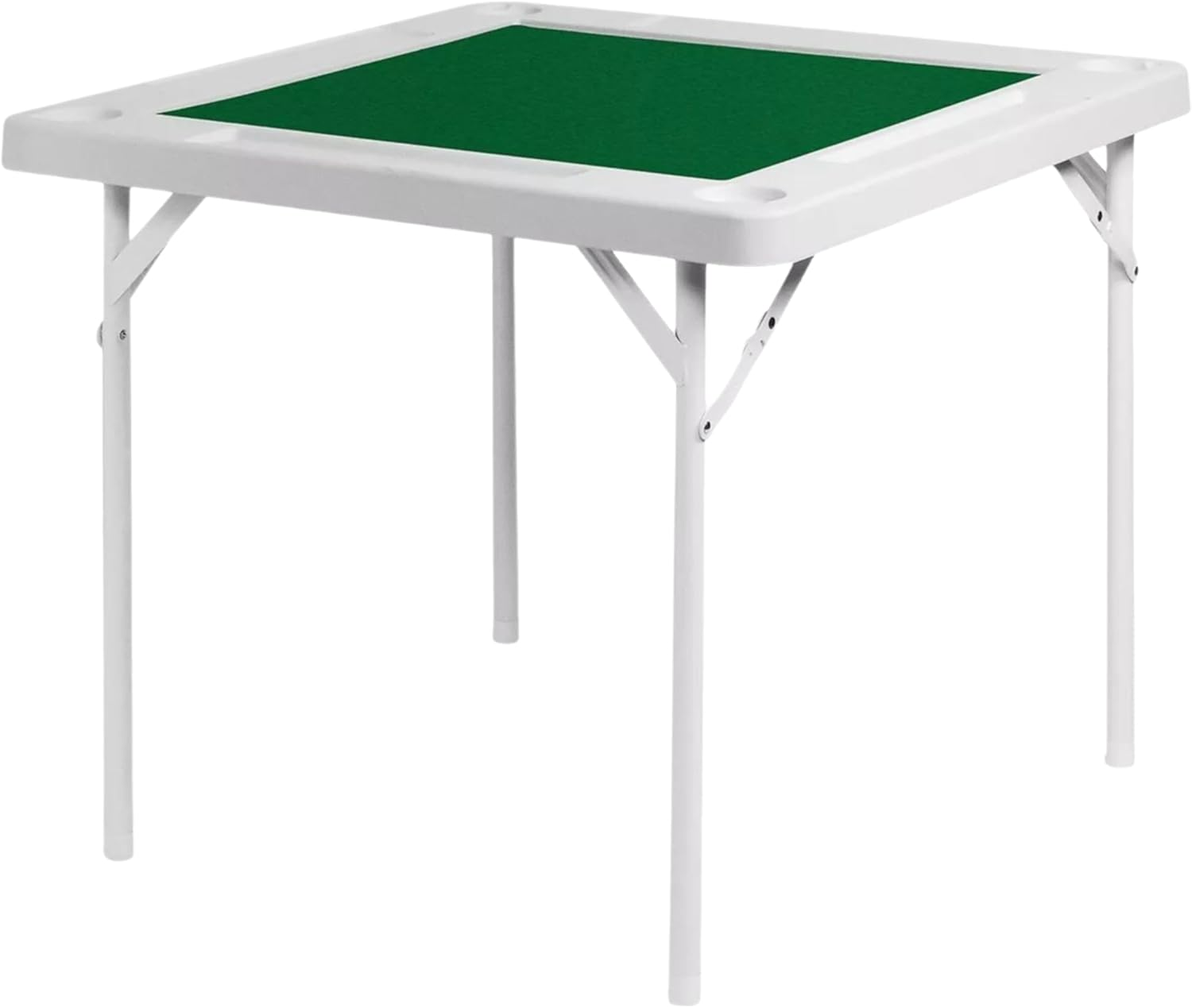 ONEIN Foldable Mahjong Table with Green Surface, Multipurpose Game Table for Mahjong, Poker, and Chess, Portable Table with Iron Frame, Cup Holders & Chip Trays, Space-Saving Design, 90Cm X 90Cm image number 3