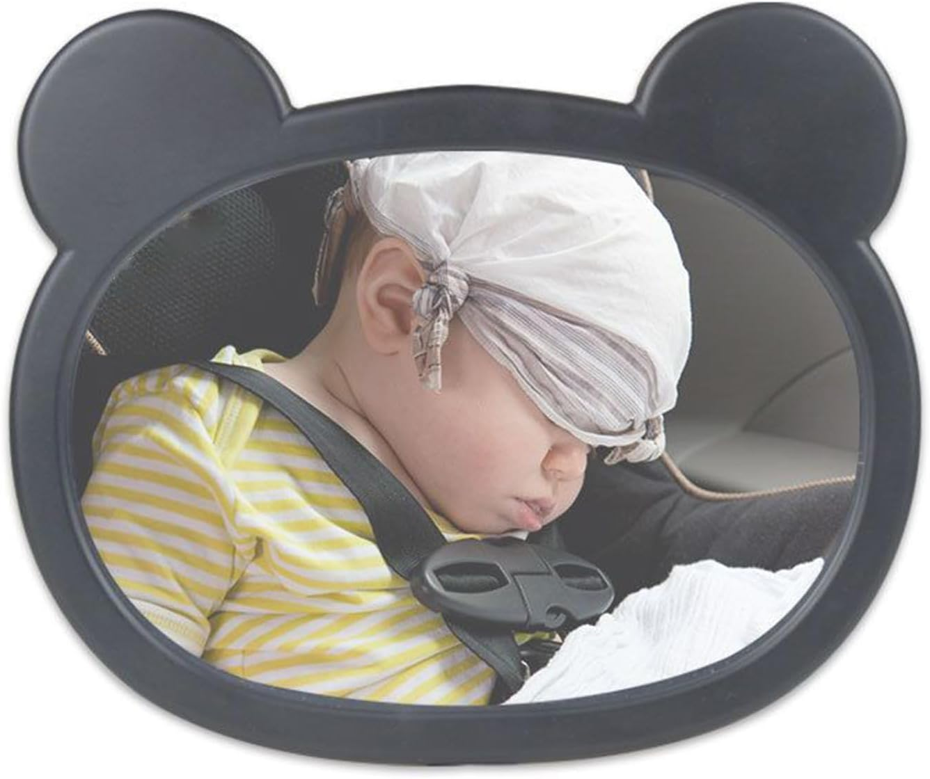 Car Mirror for Baby 360 Degree Rotating, Car Baby Mirror Rear Facing, with Cartoon Frame Safety Monitor Rearview Shatterproof for Backseat Travel Registry Stroller