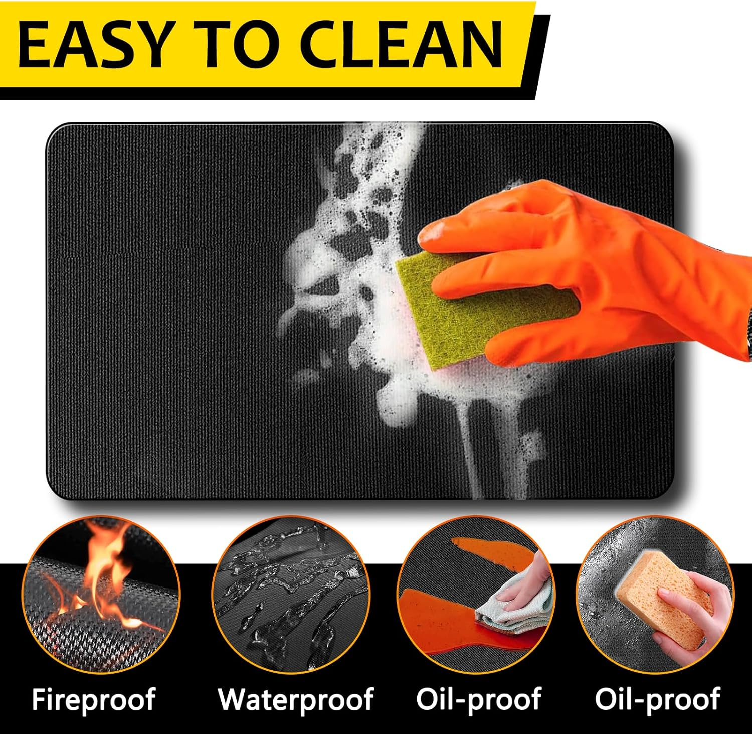 193 * 129Cm Large under Grill Mat for Outdoor Grill &ndash; Double-Sided Fireproof, Waterproof, Oil-Proof BBQ Mat Protector for Deck, Patio, Lawn, or Indoor Fireplace &ndash; Easy to Clean, Durable Design image number 2
