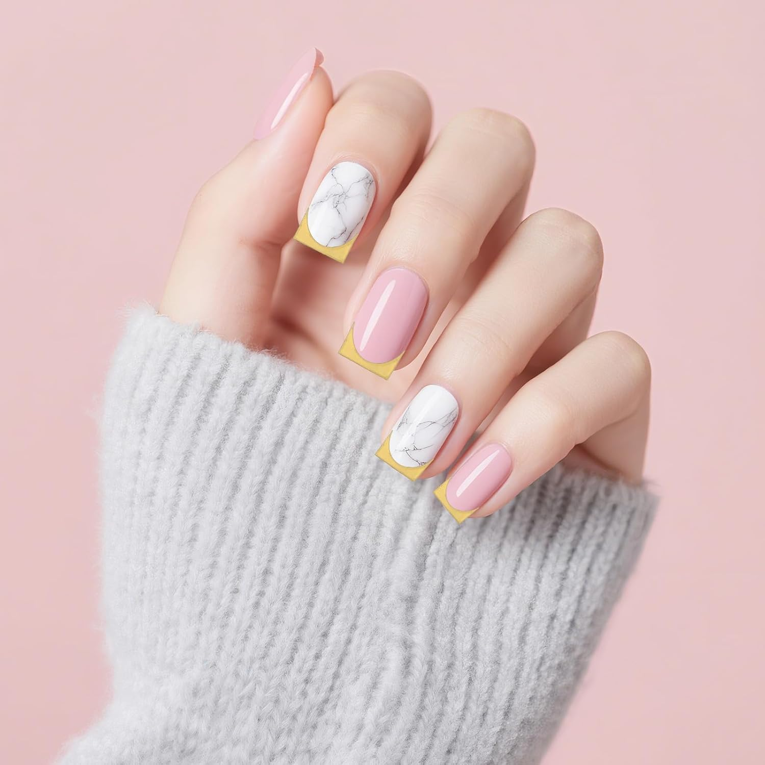 8 Sheets Glitter French Tip Nail Stickers, 3D Self-Adhesive Nail Decal with Curved Lines Design Women DIY Manicure Decoration Supplies image number 2