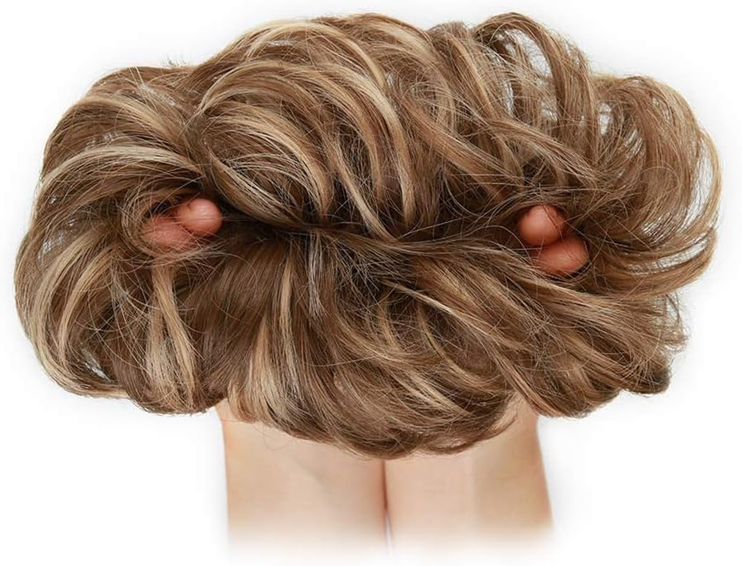 1PCS Messy Hair Bun Hair Scrunchies Extension Curly Wavy Messy Synthetic Chignon for Women Updo Hairpiece(12H24#)