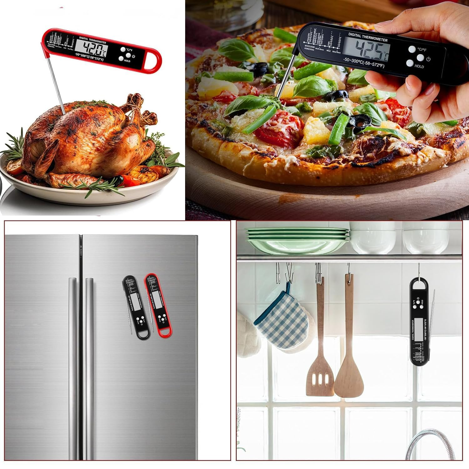 Digital Meat Thermometer for Cooking, Instant Read Thermometer with Backlight, Kitchen Food Thermometer for Grill Smoker BBQ Oil Deep Fry Candy Bread Coffee image number 1