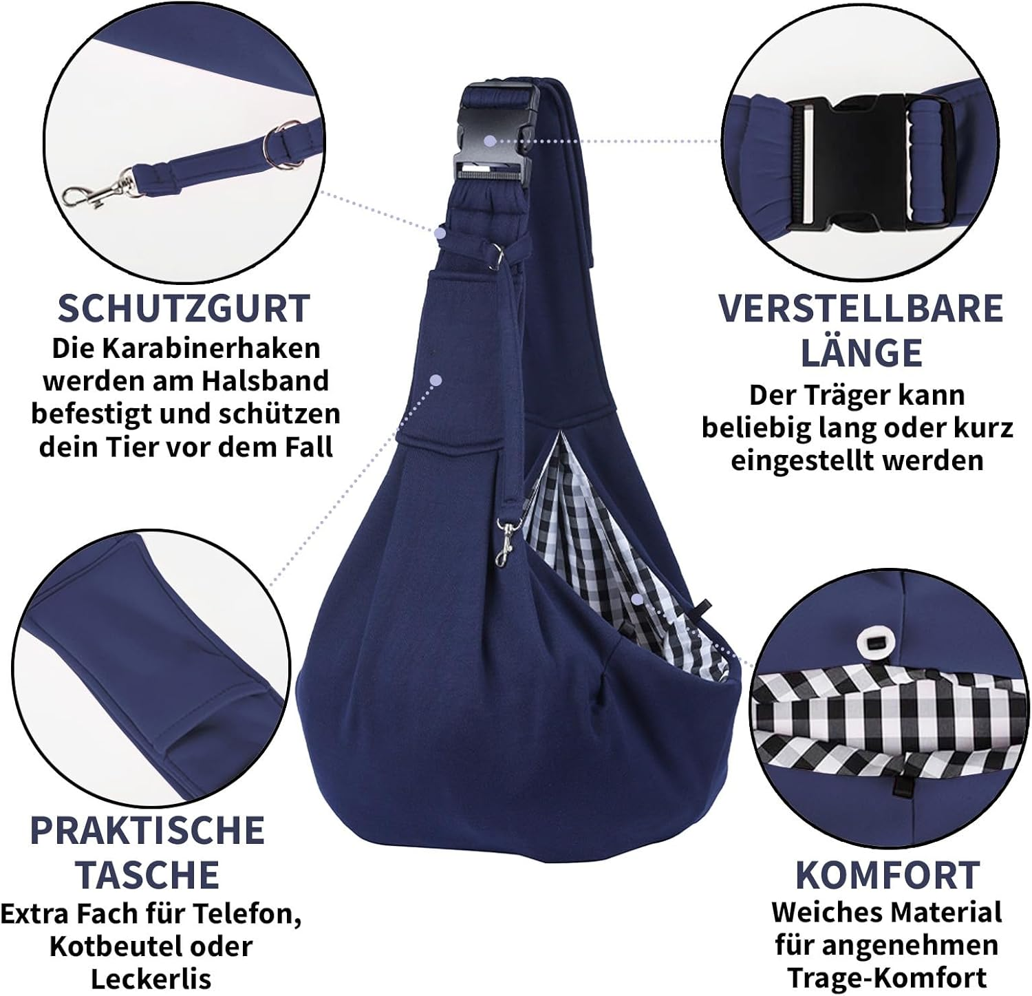 Dog Bag for Small Dogs Dog Carry Bag up to 8 Kg Cat Shoulder Bag for Walking Blue Navy