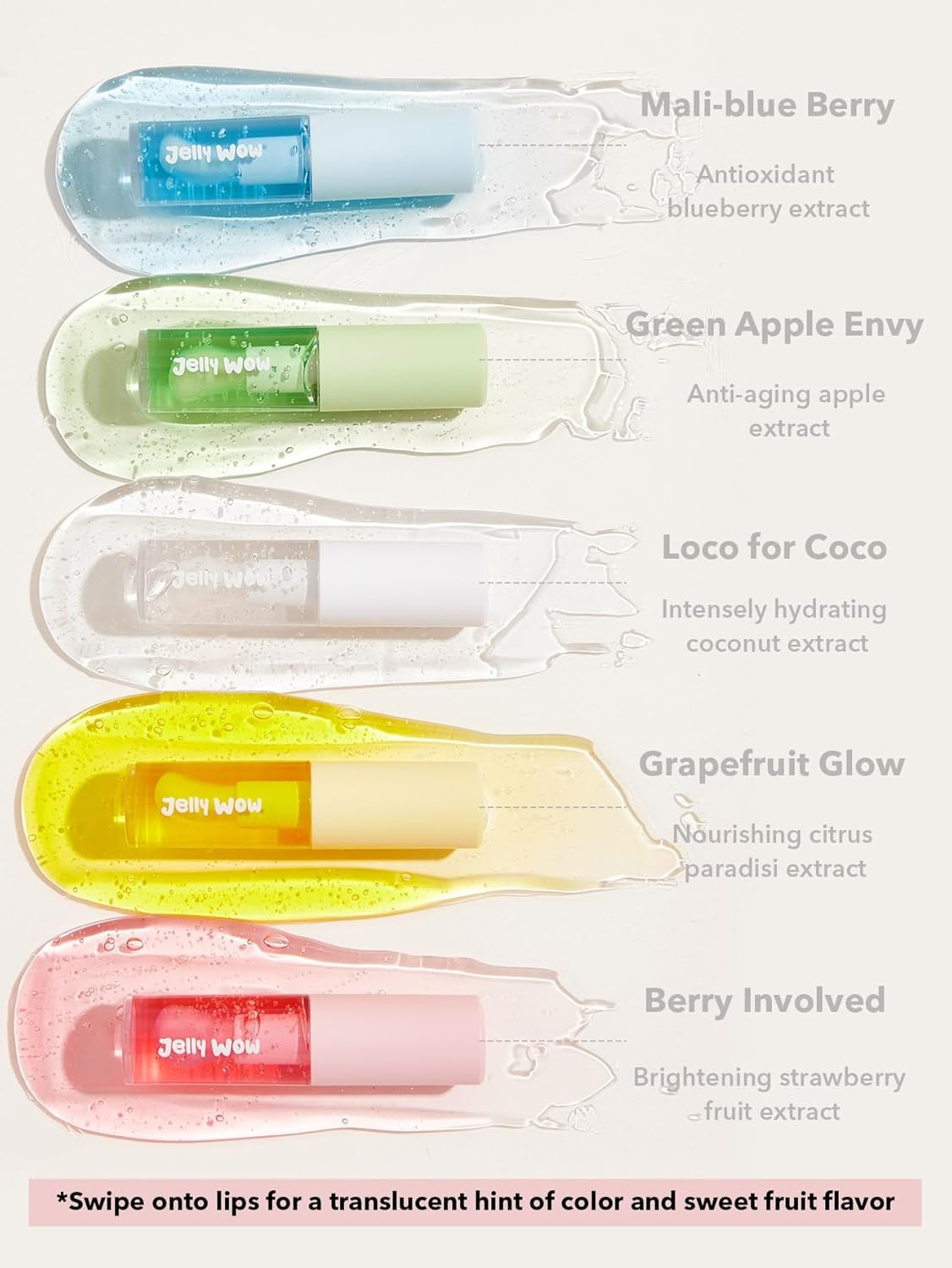 SHEGLAM Jelly Wow Hydrating Non-Sticky Lip Oil Moisturizing Plumping Lip Gloss - Berry Involved - Green Apple Envy image number 2