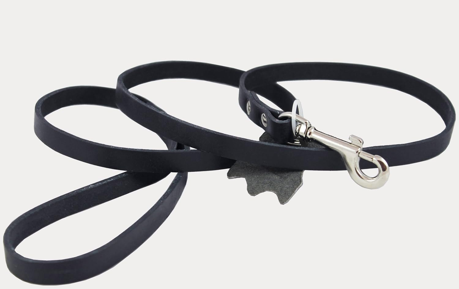Genuine Leather Classic Dog Leash Black 1/2" Wide 4 Ft, Boston Terrier, Poodle, Puppies