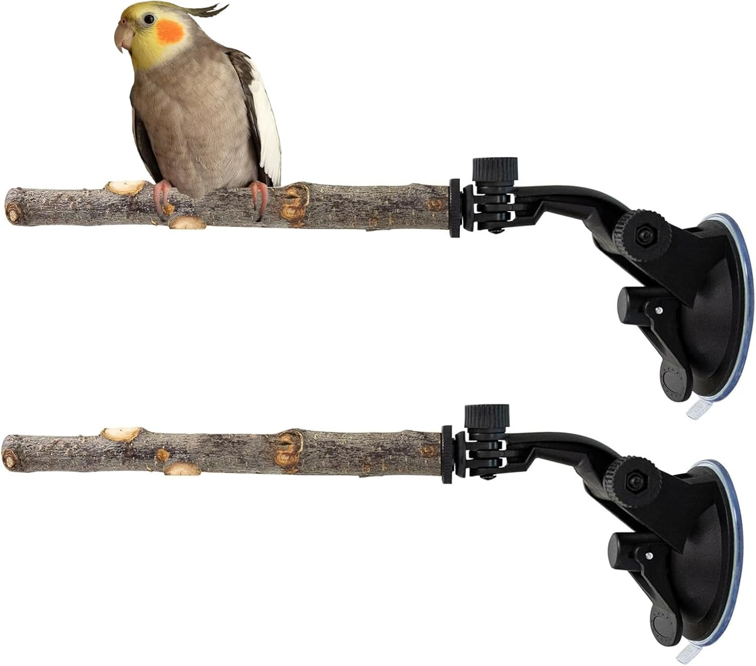 Suction Cup Bird Perch | Adjustable Stand Toy for Training,Wood Window Suction Cup Bird Perch Toy | for Balcony Apartment Patio Porch Tree Shower Wall Mirror image number 3