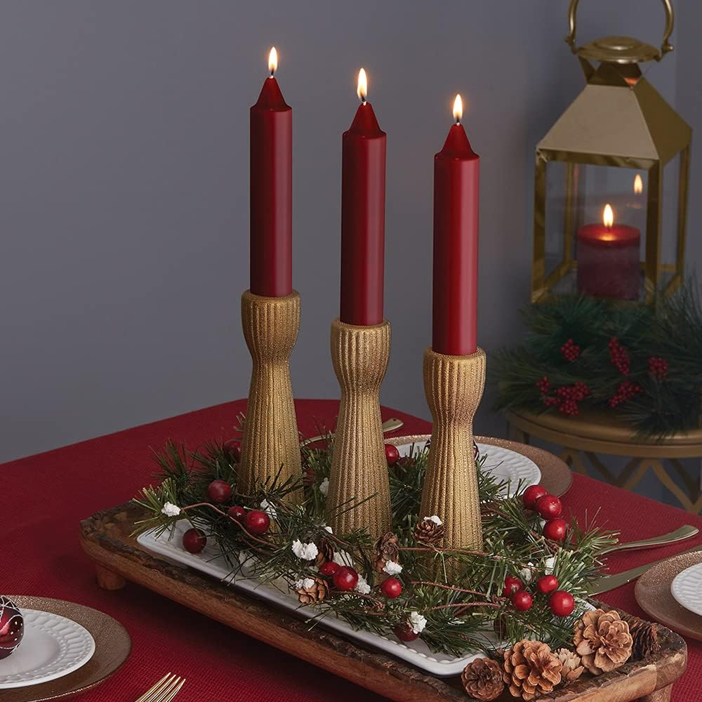 Root Candles Unscented Smooth Collenette 9-Inch Dinner Candles, Box of 4, Garnet image number 2