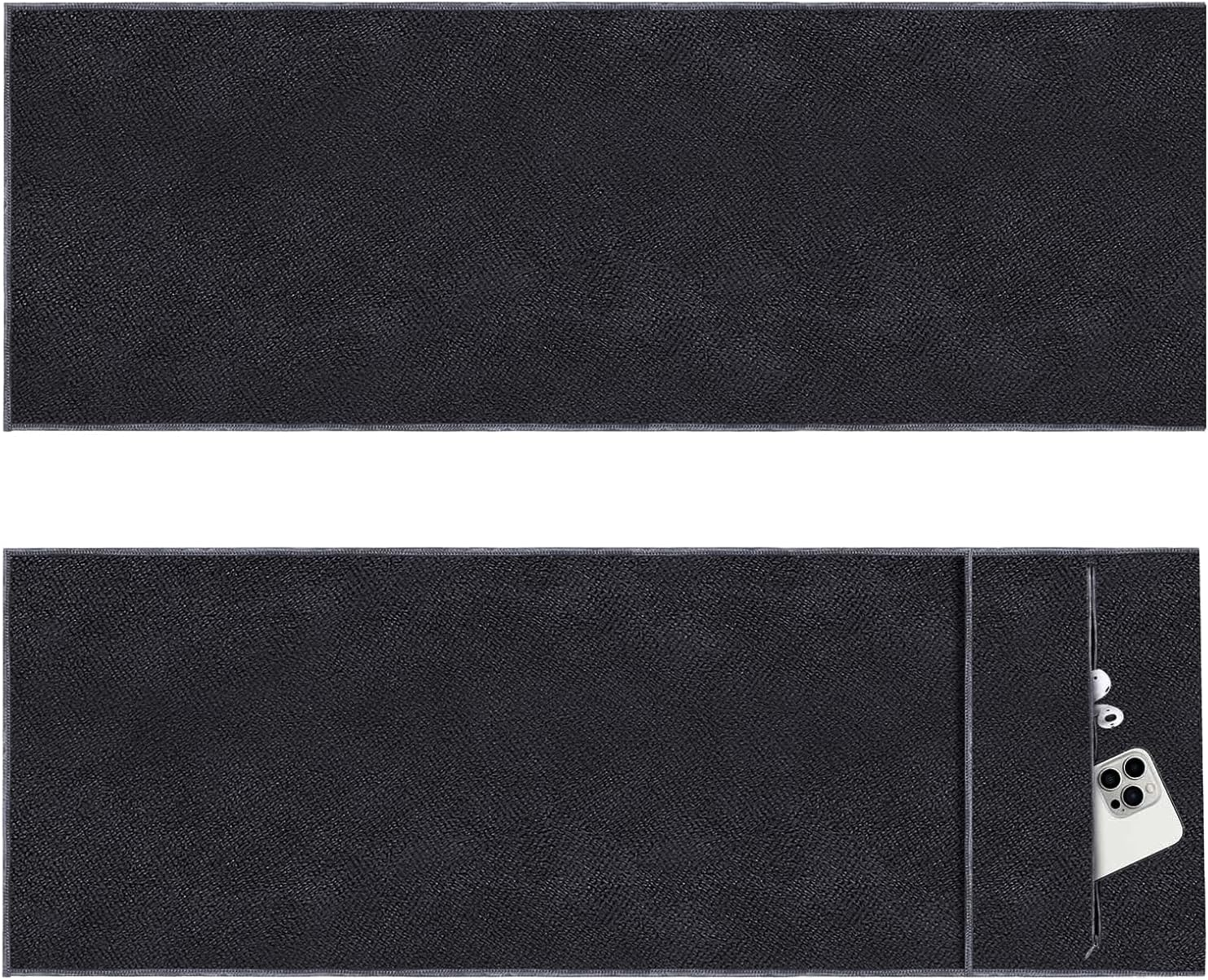 Premium Fitness Towel 50X130Cm Large Microfiber Gym Towel with Hidden Pocket Ultra Absorbent,Quick Dry Workout Towel for Yoga,Running Training Black Sports Towe image number 1