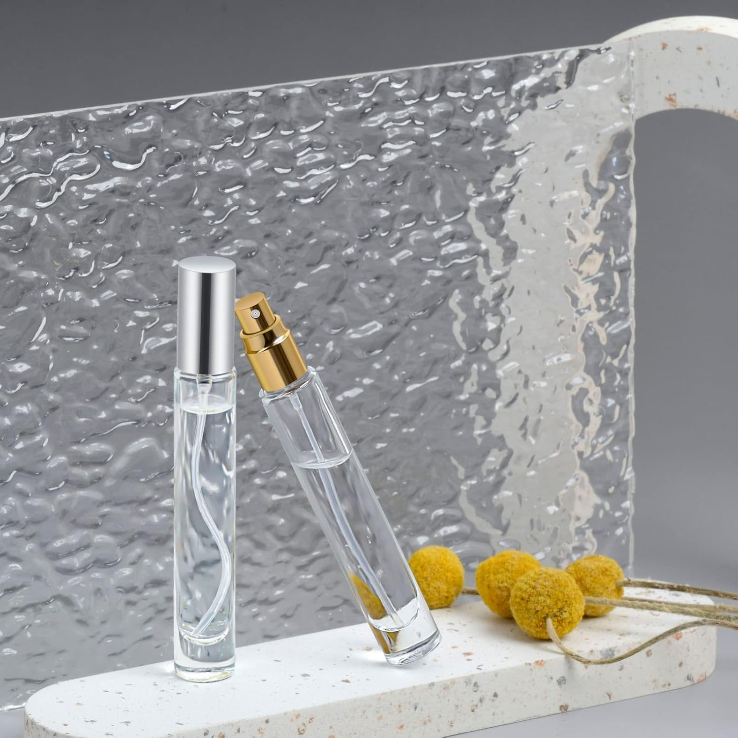 IRON BILL 10Ml Glass Spray Bottle, Thick Glass Atomizer, Perfume Decanter Kit, Small Travel Perfume Atomizer Bottle Refillable (8PCS, Gold) image number 4