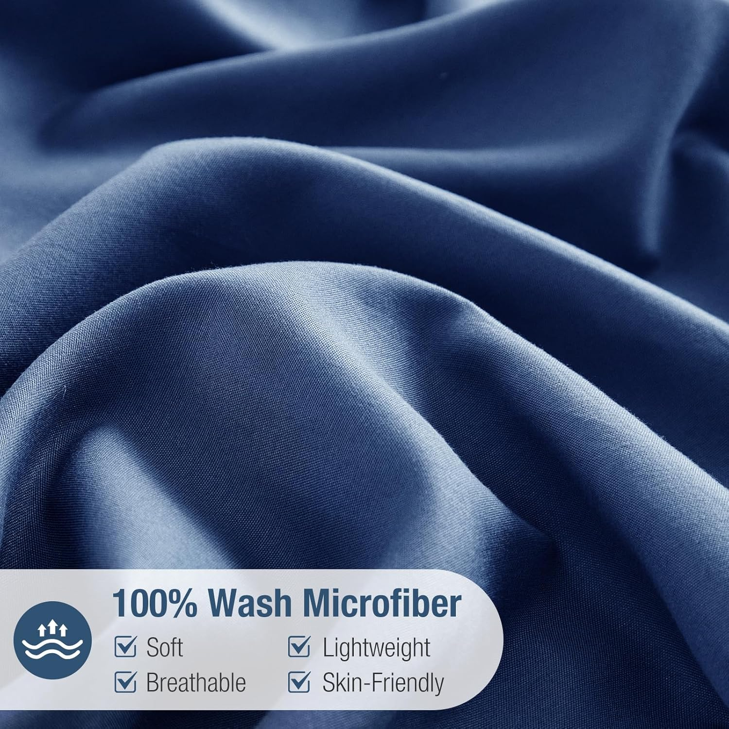 Tokokimo Queen Quilt Cover Set, Ultra Soft Microfiber Bedding Duvet Cover Set, 3 Piece Solid Color Doona Cover Set with Zipper Closure and Corner Ties (Navy, Queen) image number 3