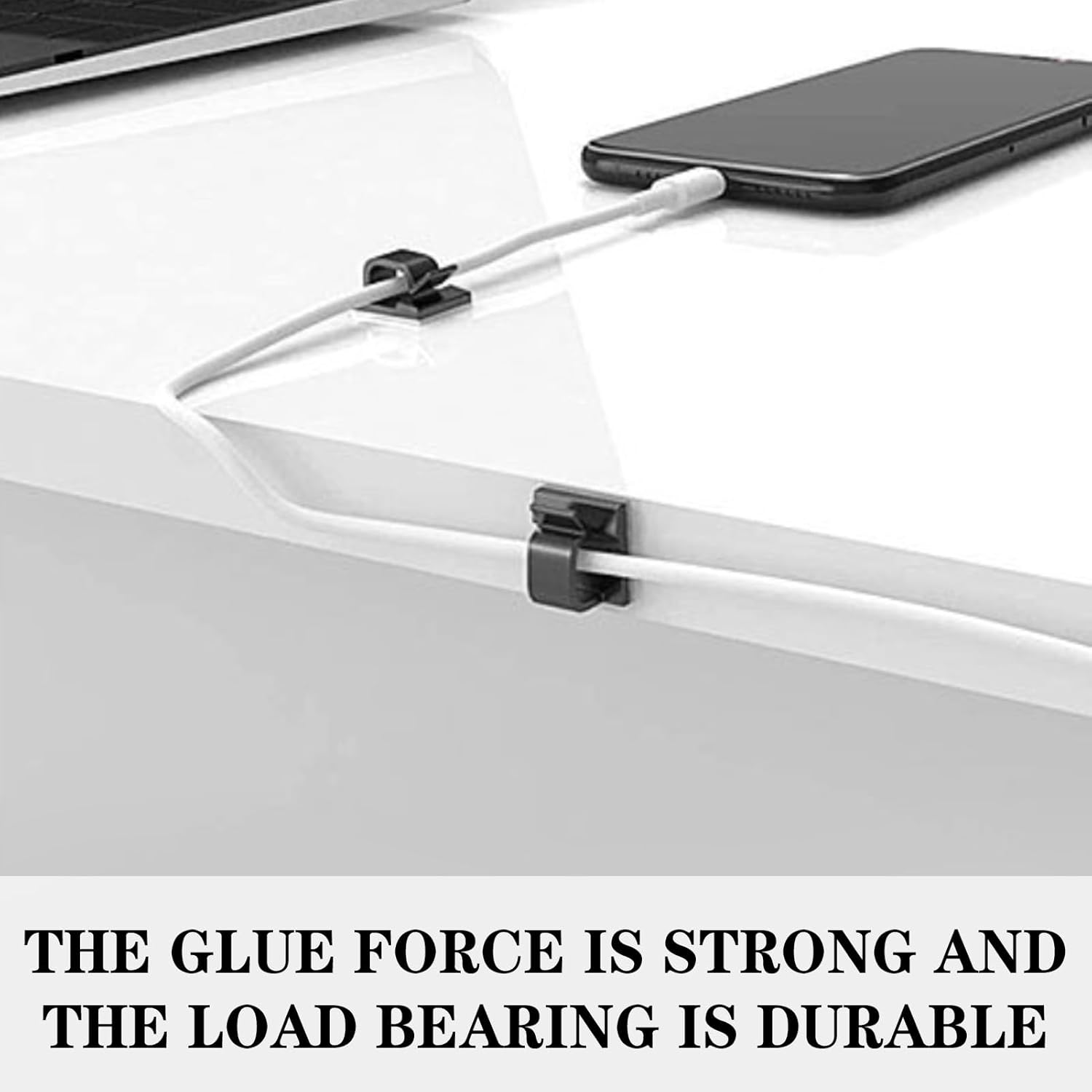 100Pcs Premium Cable Clips with Strong Adhesive for Wire Organization and Management in Office, Home, Car, and Workshop, Durable Wire Holder and Cord Organizer Clamp (Black) image number 1