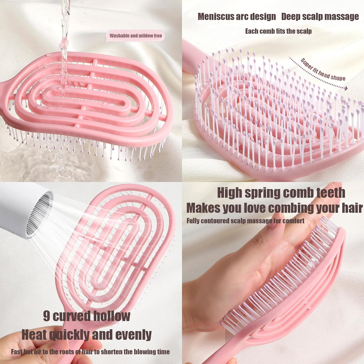 Organic Detangling Hair Brush for Women, Men and Children - Does Not Pull on Hair Straightening Brushes for Straight, Curly Wet Hair Home Massage Comb (Yellow) - Blue image number 7