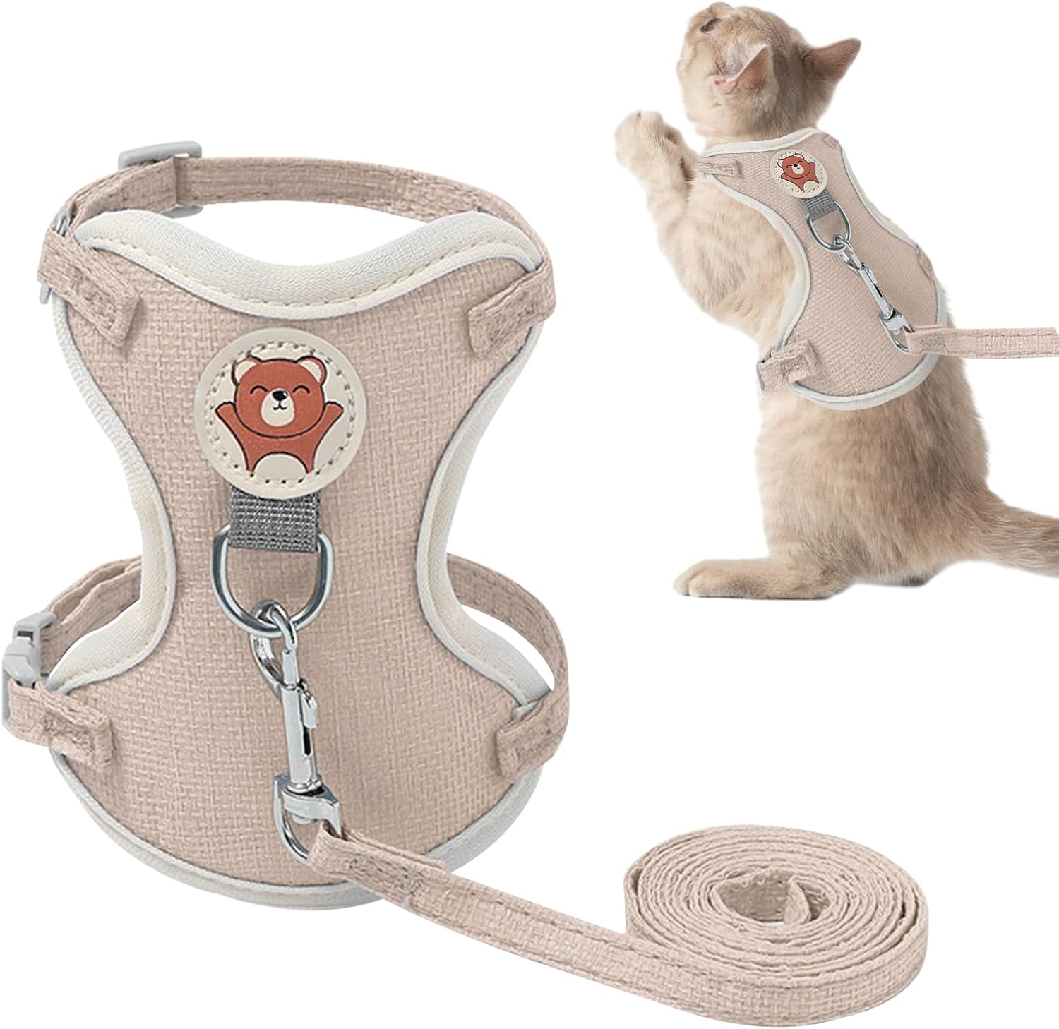 Larfraecy Soft Cat Harness and Lead Set for Walking,Escape Proof Puppy Kitten Vest Harnesses,Adjustable Soft Kitten Harness and Lead Set for Small & Medium Cat Dog (Pink, S) image number 6