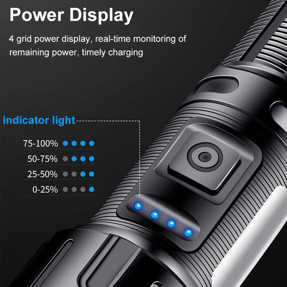 Tootoo Super Bright 1000000LM Torch Led Flashlight USB Rechargeable Tactical Side Light image number 6
