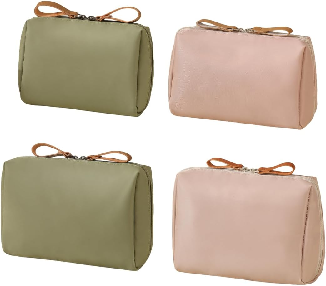 AIMALL 4 PCS Women'S Portable Korean Mini Makeup Bag, Waterproof Travel Cosmetic Storage Bag, Large 7.28X5.11X2.55 Inches, Small 6.29X4.33X2.16 Inches