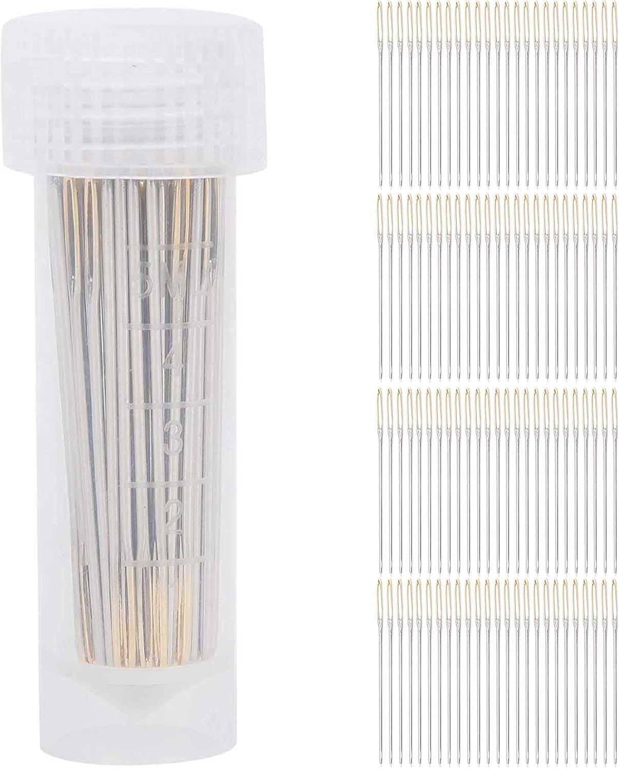 100Pcs Metal Cross Stitch Needles Large Eye Embroidery Sewing Set with Storage Box for Household (No. 22) image number 1