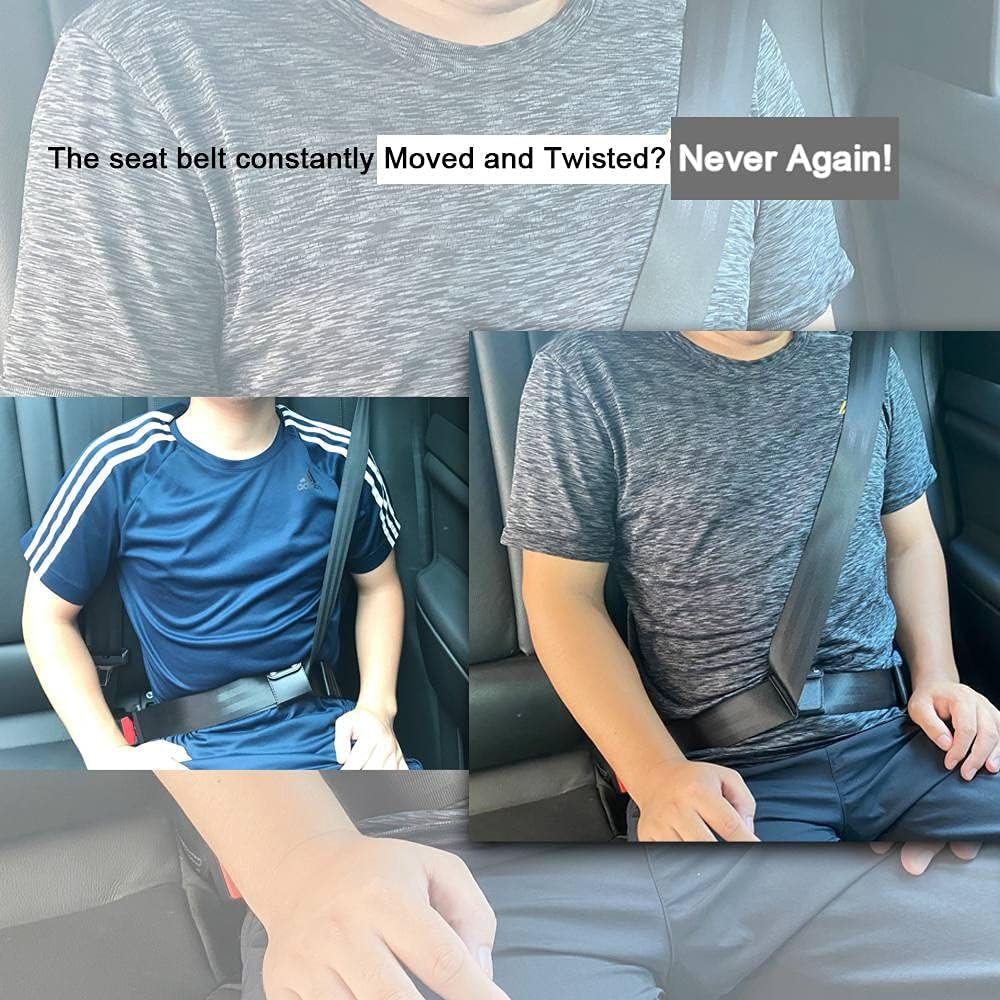 Seatbelt Adjuster, anti Twist and Slip Car Shoulder Neck Strap Positioner Clips, Protects from Cutting Your Neck or Rubbing Your Chest, Universal Fit(Black) image number 1