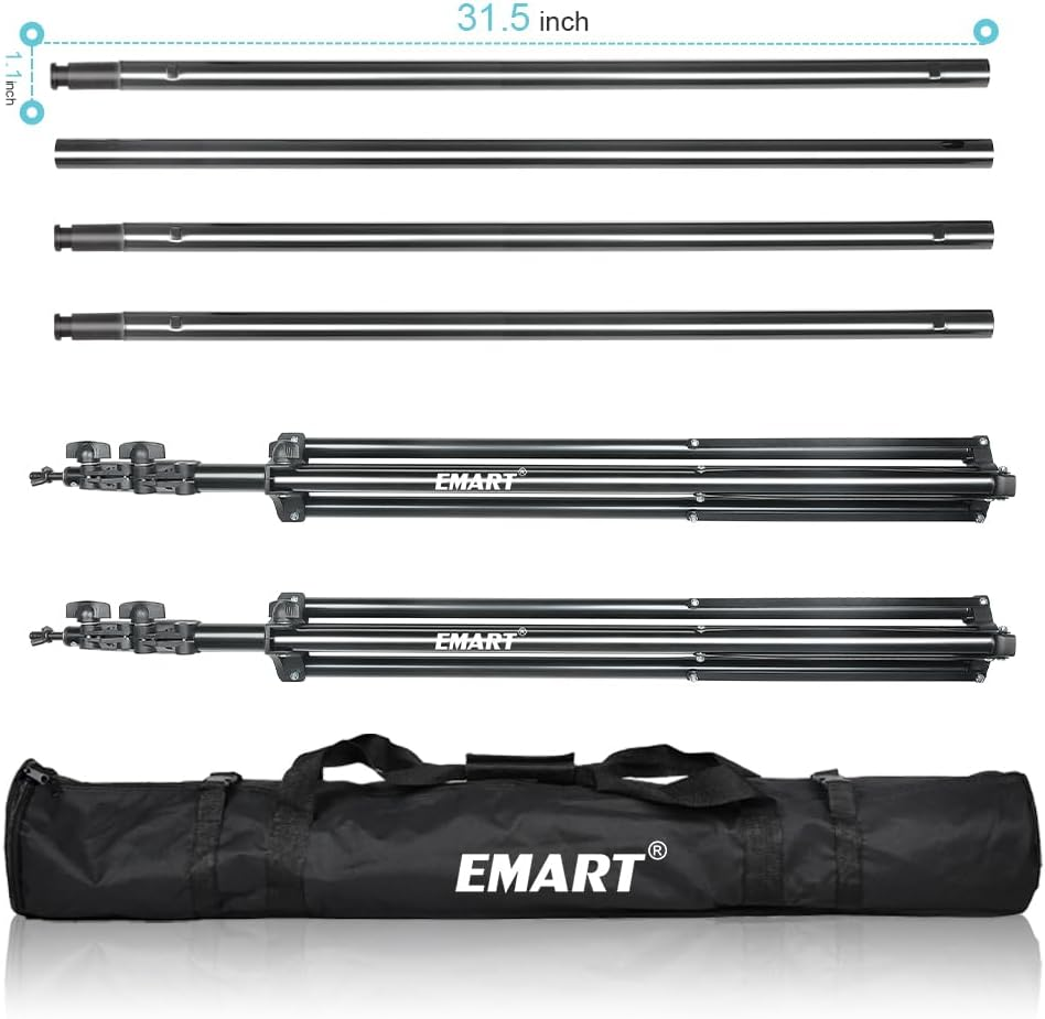 EMART Photo Video Studio Backdrop Stand, 9X10Ft (2.8X3M) Heavy Duty Adjustable Photography Muslin Background Support System Kit image number 3