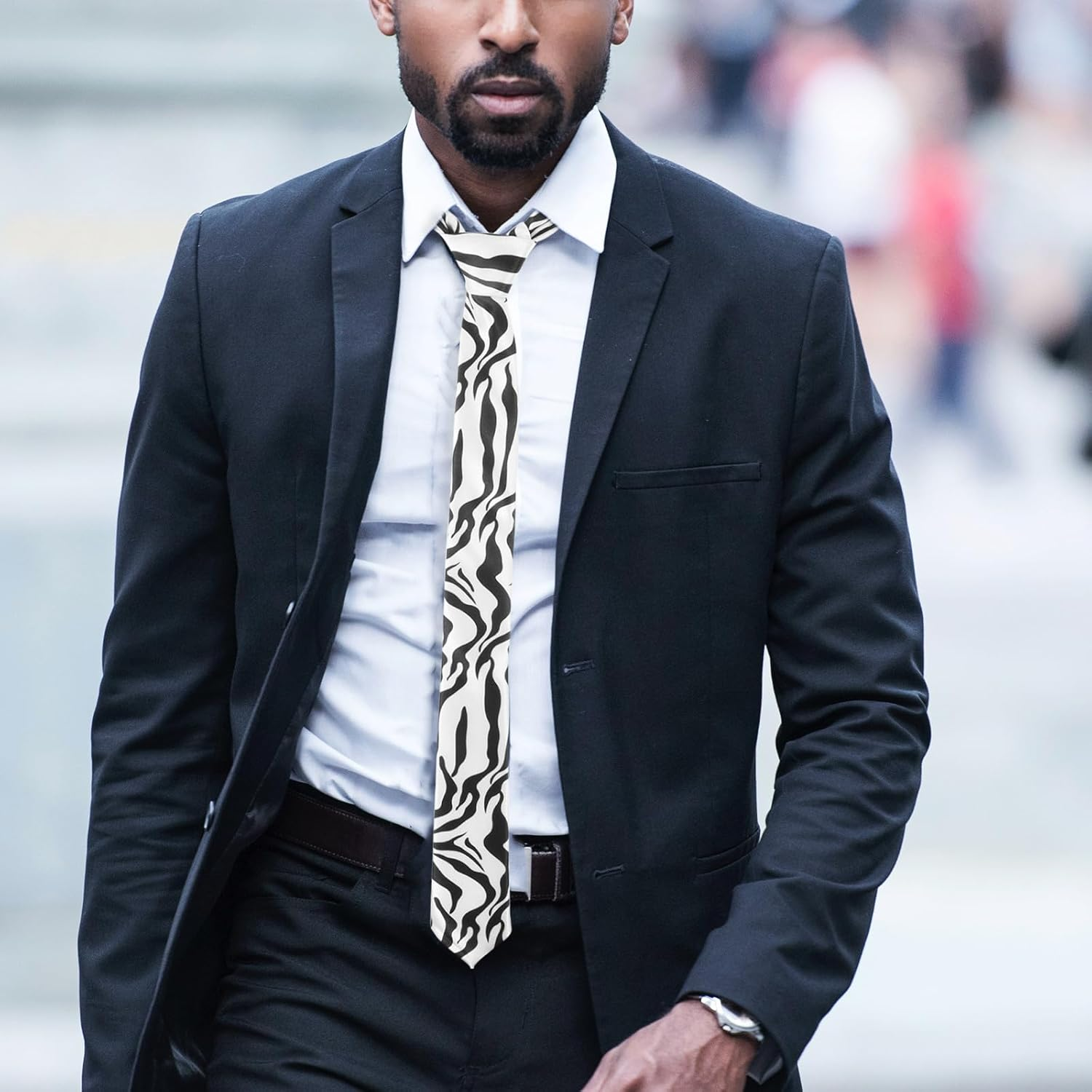 Ipetboom Zebra Pattern Necktie Unisex Men Women Dress Tie for Uniforms and Parties, Animal Print Tie Suitable for Office and Casual Wear