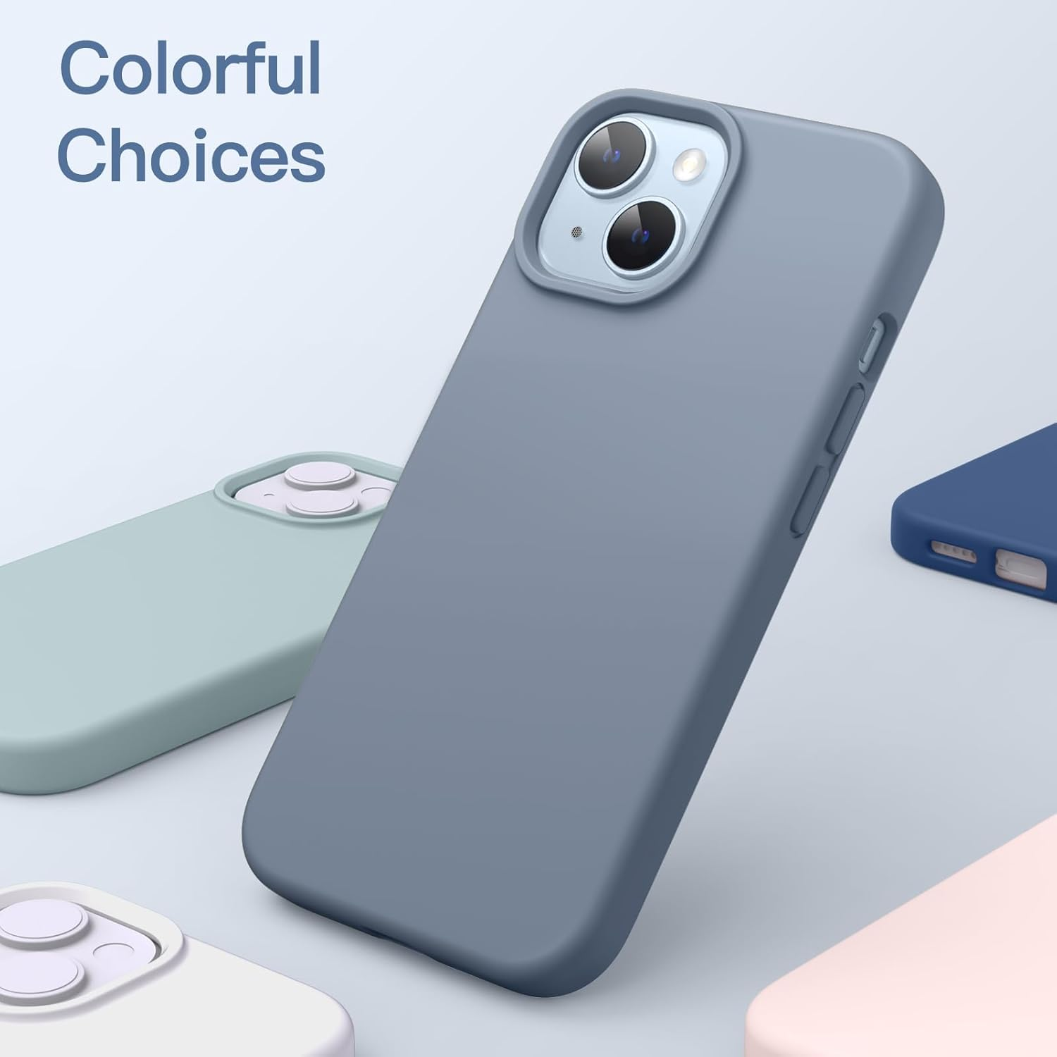 Jetech Silicone Case for Iphone 14 6.1-Inch, Silky-Soft Touch Full-Body Protective Phone Case, Shockproof Cover with Microfiber Lining (Sierra Blue) - Black image number 7