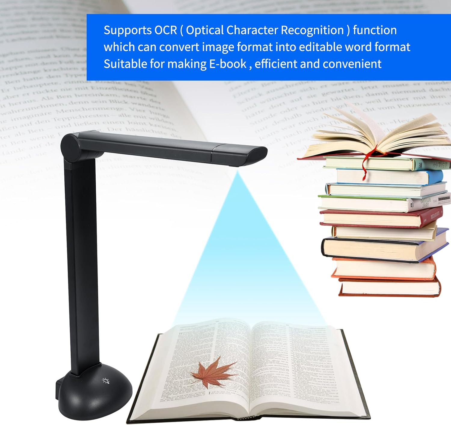 LAPOOH Document Camera Book Scanner A3 A4 Size with LED Fill Light HD 16 -Pixels High Speed Scanning Support Multi-Language OCR Software USB Port Compatible with Windows for ID Cards Passport Books image number 5