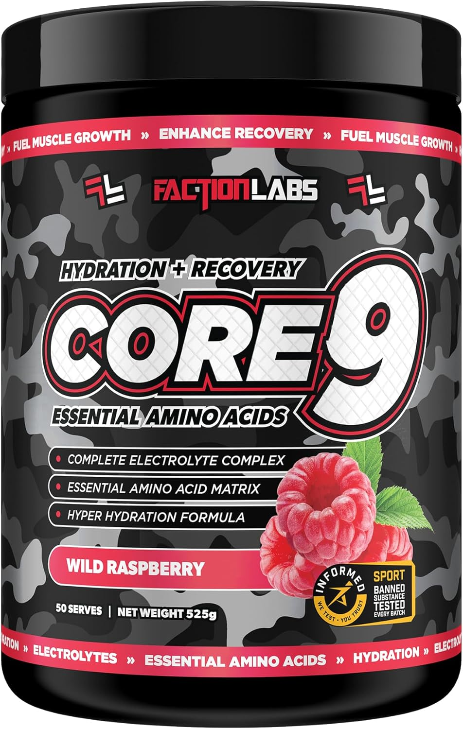 Faction Labs Core 9 EAA - Recovery & Hydration - 50 Serves / 525G - Juicy Grape image number 1