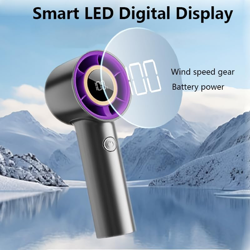 Vekol Portable Handheld Fan, Speed (10-100) Adjustable Turbo Mini Fan, [15H Max Cooling Time] 4000Mah Battery Rechargeable Personal Fan with LED Display for Women Men Outdoor Beach Travel Camping image number 6