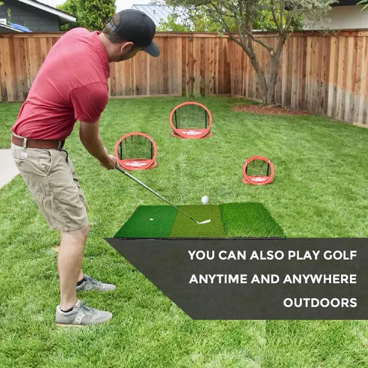 AIMALL 3-In-1 Golf Hitting Mat - Portable Driving Range Practice Aid | Indoor & Outdoor Use, Tri-Fold Design 24.8" X 16.1" (8.3" X 16.1" Folded) image number 5