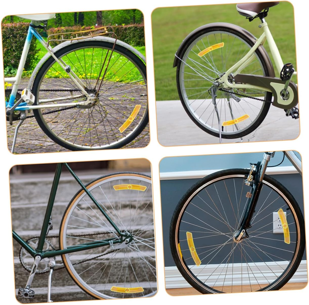 Gatuida 16 Pcs Bicycle Wheel Reflectors for Night Riding Yellow Mountain and Road Bike Safety Accessories Reusable Reflective Warning Decoration for Enhanced Visibility