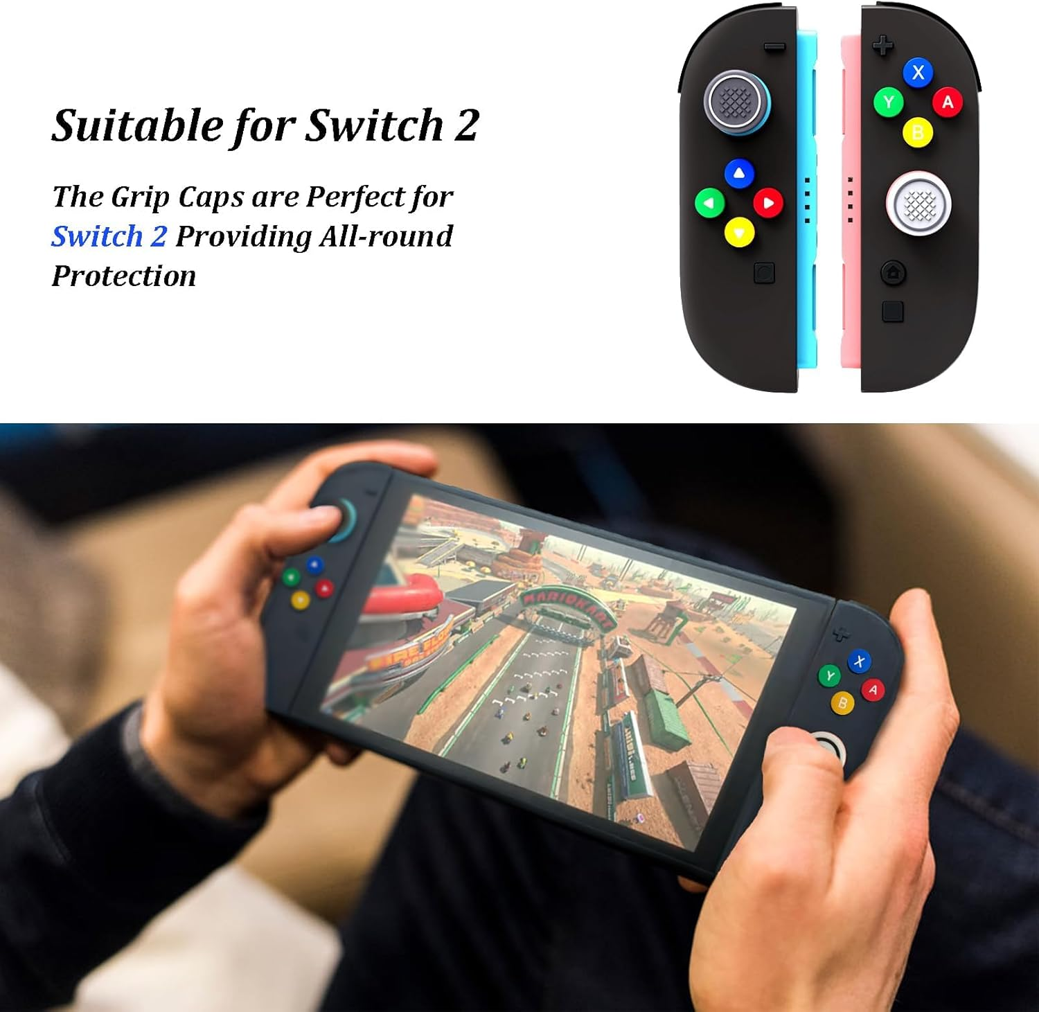 Cross D-Pad Button Caps Switch 2 Thumb Grip Caps Set, Creative Soft Joystick Covers Key Buttons Sticker Cover Caps Design for Switch 2(Colorful) image number 1