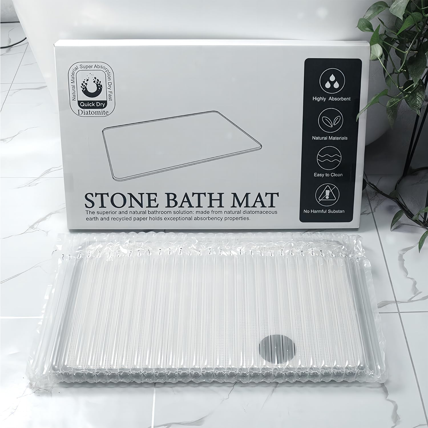GIOD Stone Bath Mat, Diatomaceous Bath Mat, 60&times;39&times;1Cm Quick-Drying Water-Absorbing Non-Slip Diatomaceous Earth Hard Bath Mat, Modern and Stylish Bathroom Mat, Door Mat Bath Drying Mat (Dark Gray-A) image number 5