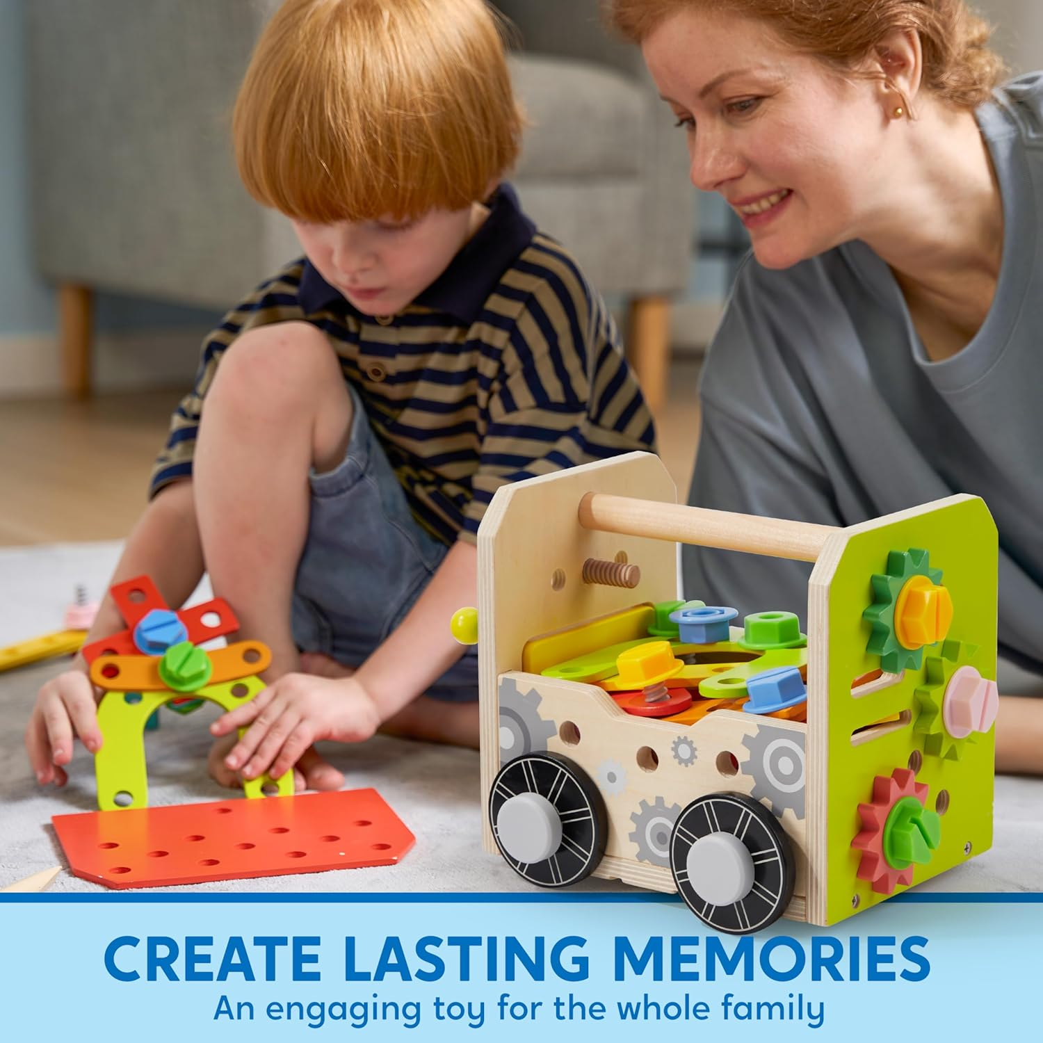 SYNCFUN Kids Tool Set, 51 PCS Wooden Educational Tools for Boys and Girls, Montessori Toys for 3 4 5 6 Year Old, Learning and Construction Toys for Toddlers, Christmas Birthday Gift