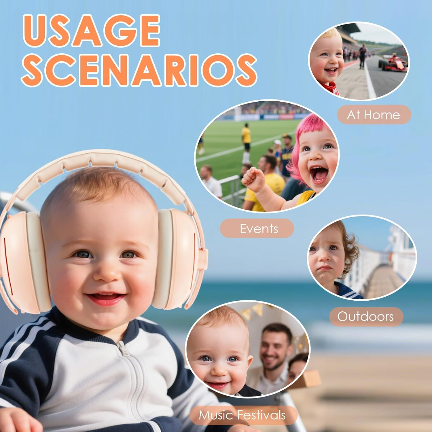 Baby Ear Protection, 2 in 1 Baby Noise Cancelling Ear Muff, Noise Cancelling Headphones Earmuffs, Adjustable Infant Noise Cancelling Hearing Protection, for Outdoor - Pink Shell + Pink Headband image number 6