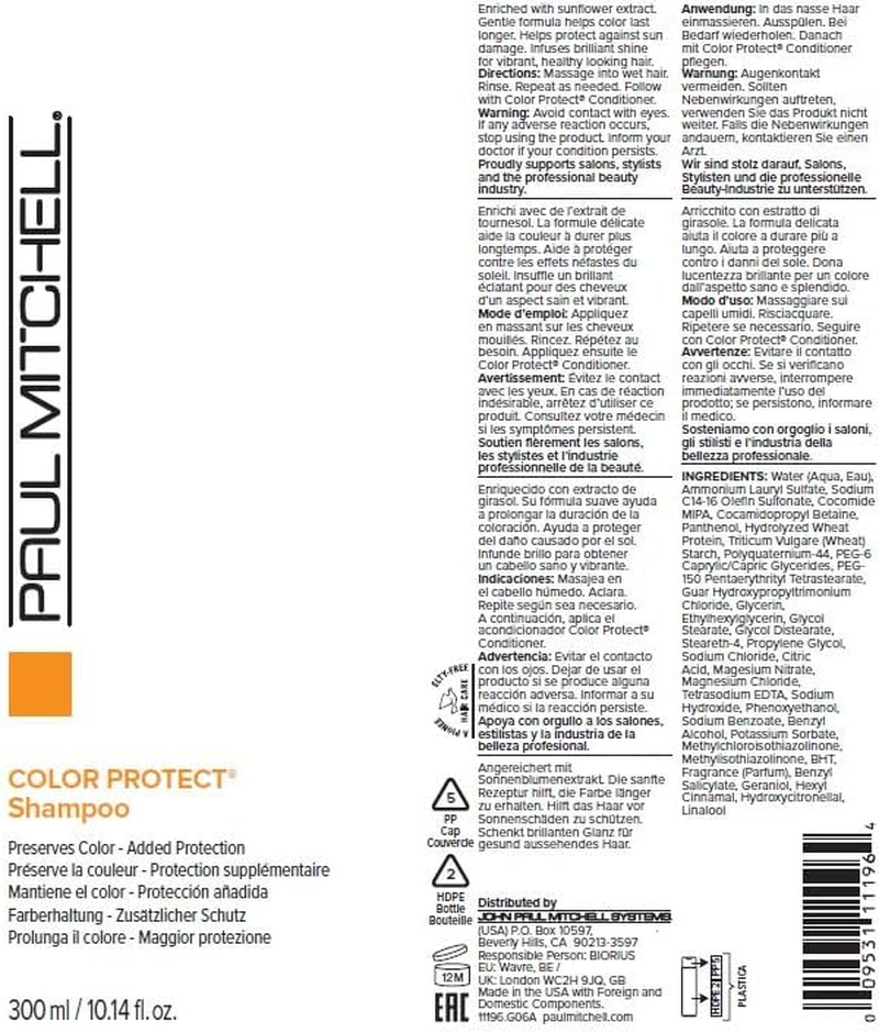 Paul Mitchell Color Protect Daily Shampoo by Paul Mitchell for Unisex - 10.14 Oz Shampoo, 304.20000000000005 Milliliters