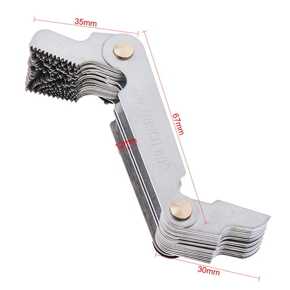 Screw Thread Pitch Cutting Gauge Tool 58Pcs/Set - Stainless Steel Metric & Imperial & US SAE Whitworth 55 Degree & Metric US 60 Degree for Industrial Measurement image number 6