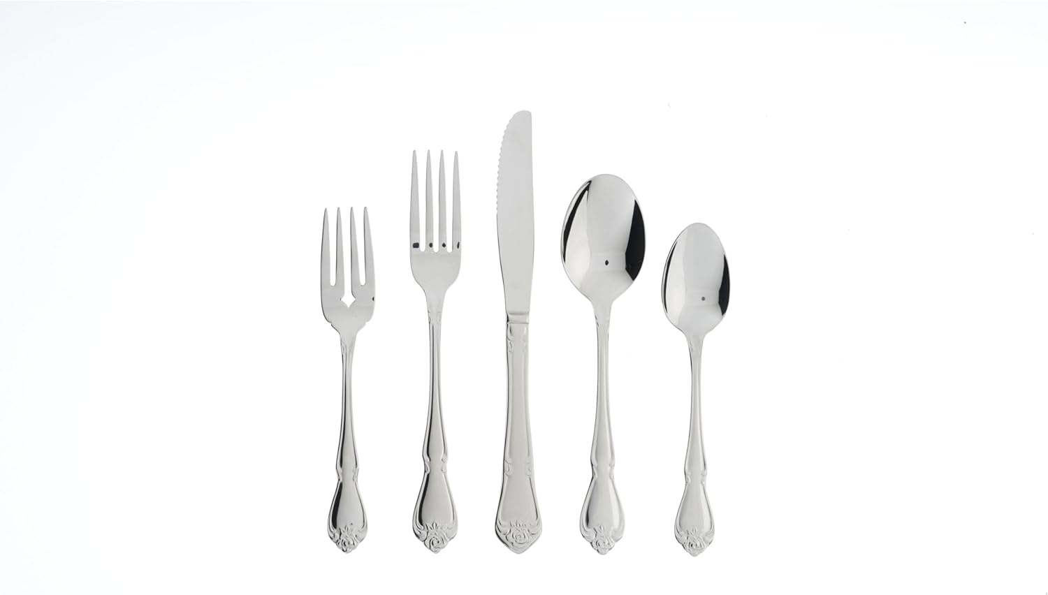 Oneida True Rose 45 Piece Everyday Flatware, Service for 8, 18/0 Stainless Steel, Silverware Set, Silver image number 2