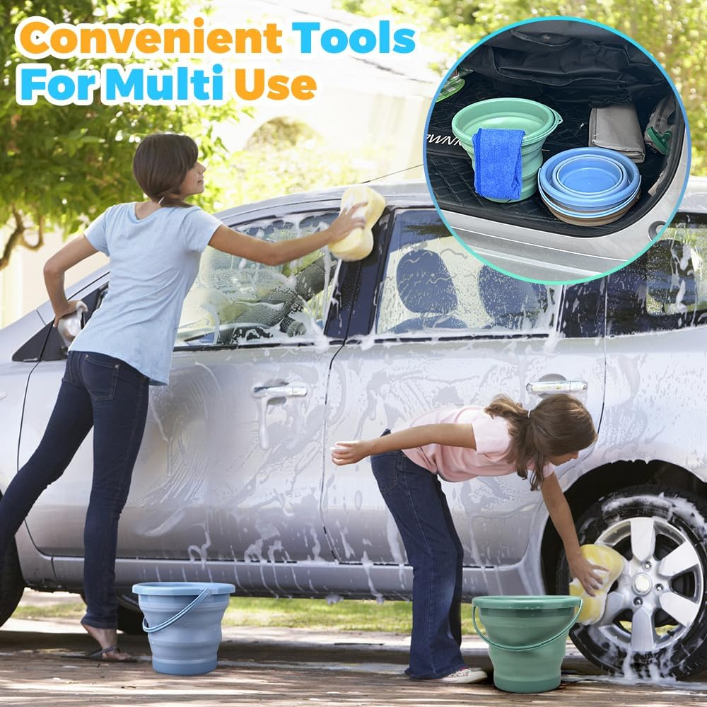 3L Collapsible Bucket, Foldable Pails 3 Packs, Space Saving Portable Buckets for Camping Travel Fishing, Multi-Use Household for Beach Sandbox Pool Cleaning image number 5