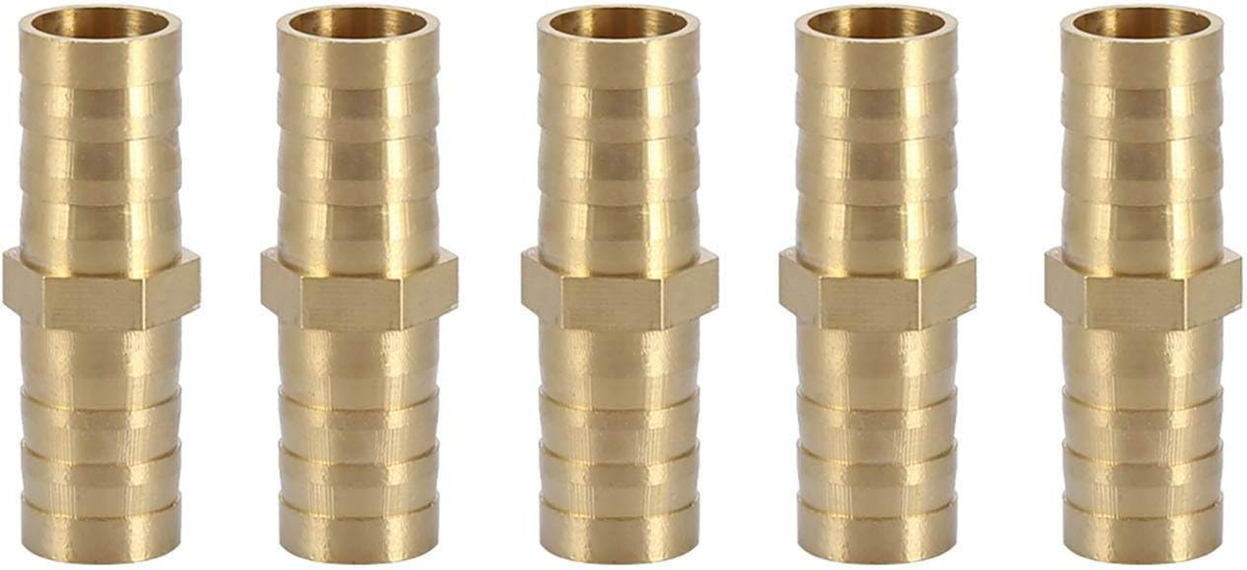 OEBUAFI Durable Brass Straight Barbed Connector for Pipe Connection in Power Tools, Straight Pipe Joint Easy to Assemble, Suitable for Air, Water, Oil, Gas, (10Mm(5Pcs))