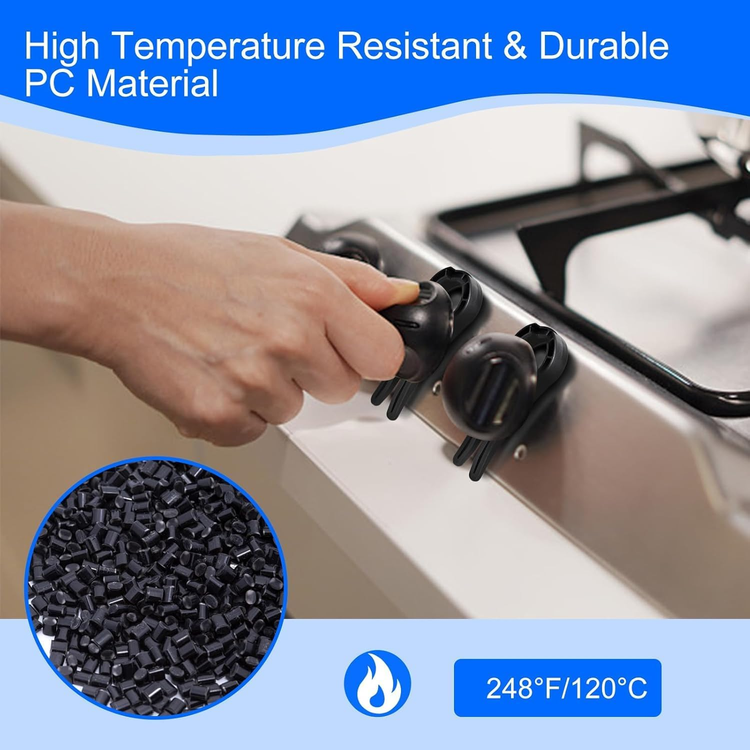 5 PCS Universal Stove Knob Covers for Child Safety, Heat-Resistant Gas Oven Knob Locks with Strong Adhesive, Baby Proofing Stove Guard to Prevent Kids & Pets from Turning On