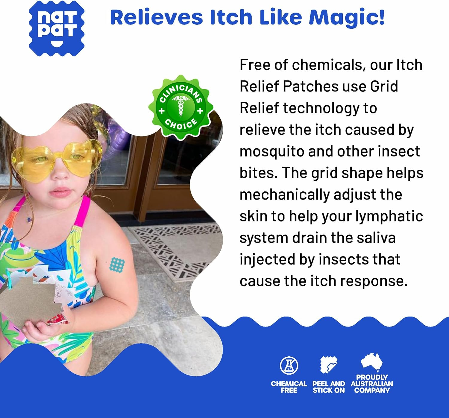 NATPAT Magic Patch Itch Relief Stickers - Insect Bite Patch for Mosquitos, Ticks, Midges, Sandflies, and Bed Bug Bites - Buzzpatch - 30 Count image number 5