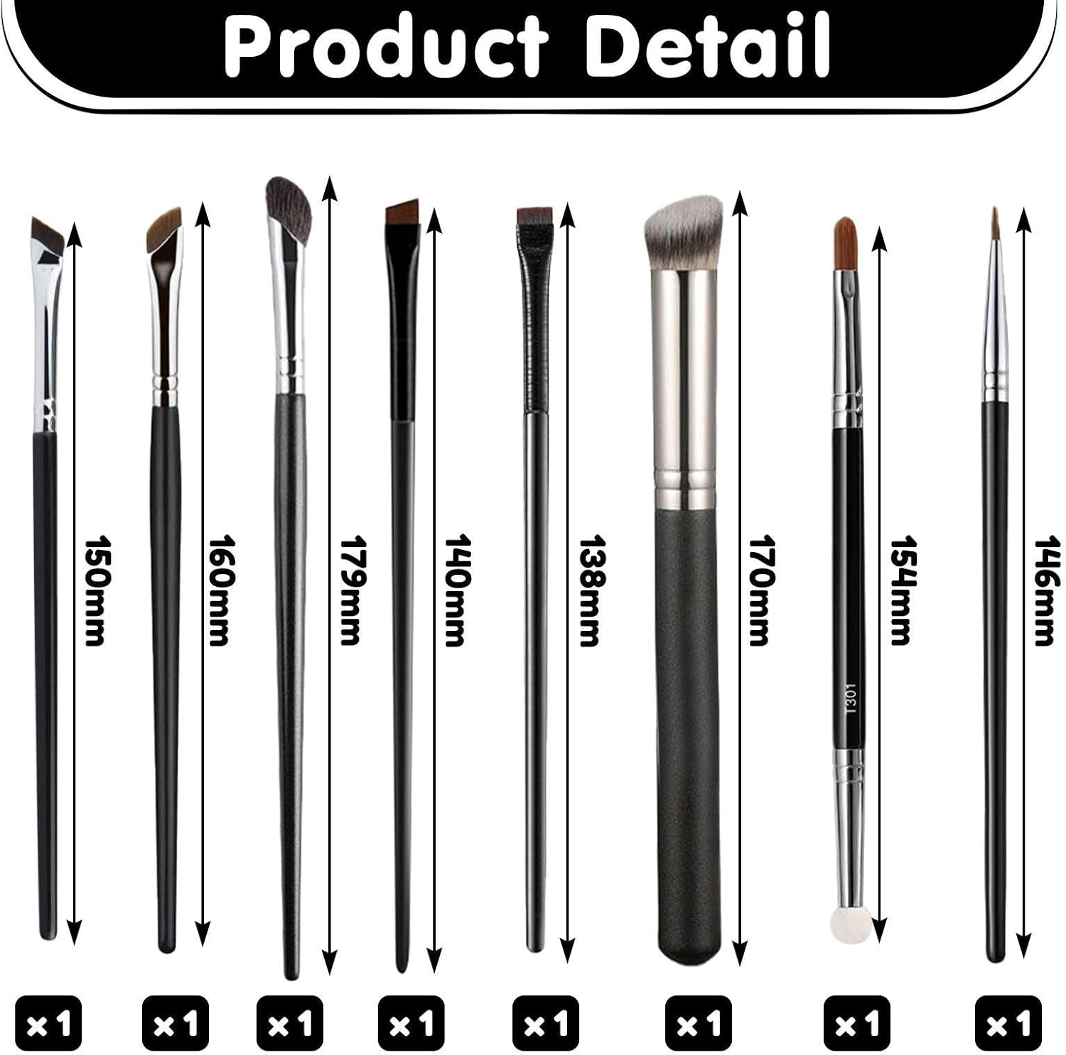 8Pcs Professional Makeup Brushes Eyeliner Concealer Tool Set Chemical Fiber Bristles Beauty Care Tools image number 4