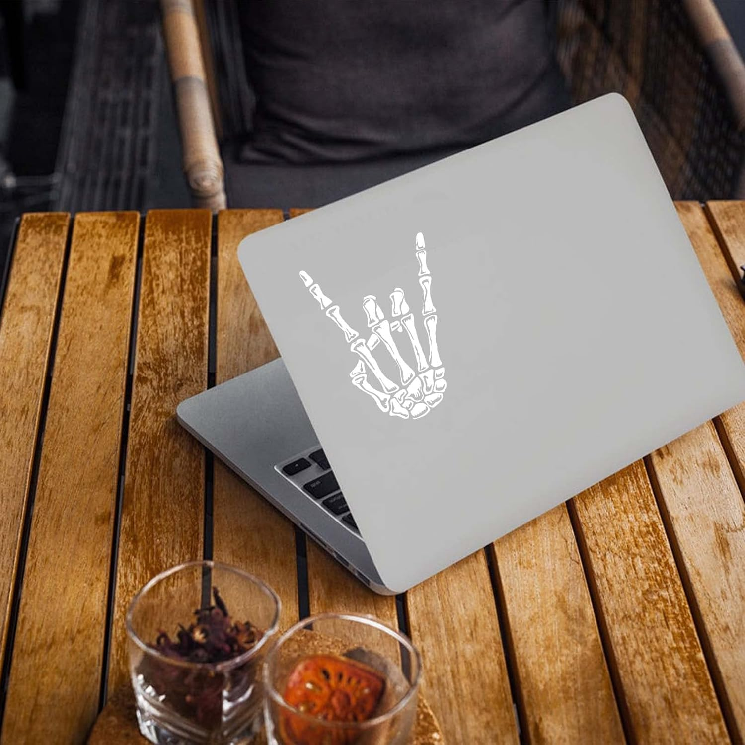 Rock on Skeleton Hand Sticker, Rock N Roll Gesture Decal, Mental Horns Sticker for Car Truck Jeep Window