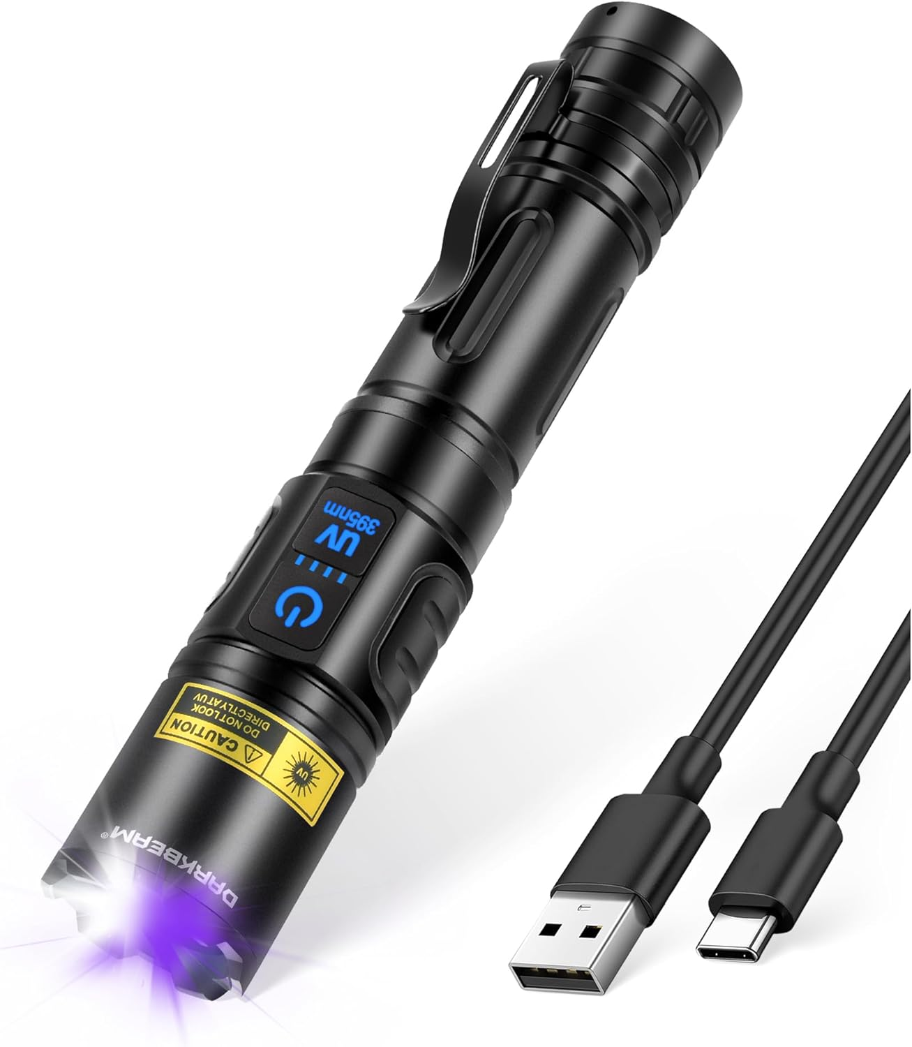 DARKBEAM UV Flashlight Blacklight 395Nm Black Light, High Lumens LED Flashlights USB Rechargeable Super Bright for Camping, Powerful Woods Lamp Pet Urine, Uranium Glass Detector, Resin Curing image number 2