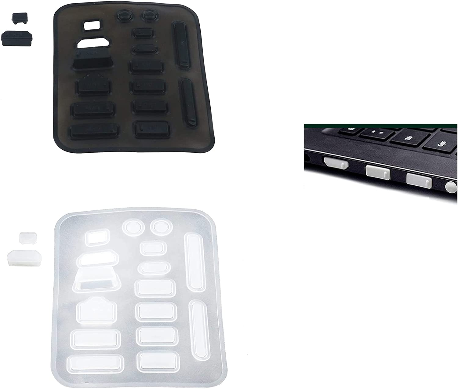 Silicone Anti-Dust Port Stopper Plug Cover Clear for PC Laptop Notebook Computers 2 Sets (16Pcs/Set) Black/White image number 5