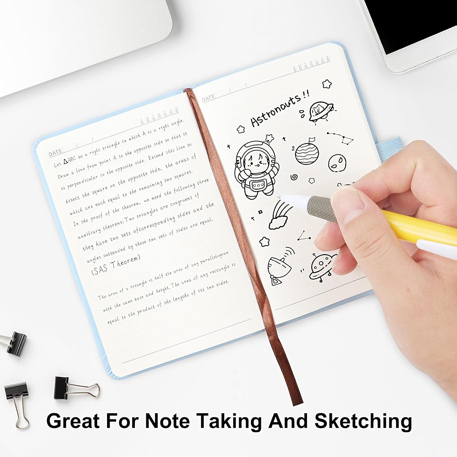 A6 Lined Hardcover Notebook, 192 Pages Journal Notebook with Elastic Band Closure and Ribbon Bookmark, Journals for Writing for Work, Business, Study(Dark Green) image number 2