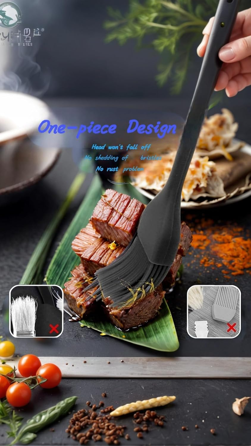 Heat-Resistant Silicone Basting Brushes for Meat, BBQ, Pastries, Oils, Butter, Sauces, Desserts, Turkey, Grill, Roast - Set of 4 Multicolor Non-Stick & Easy Clean Kitchen Tools image number 2