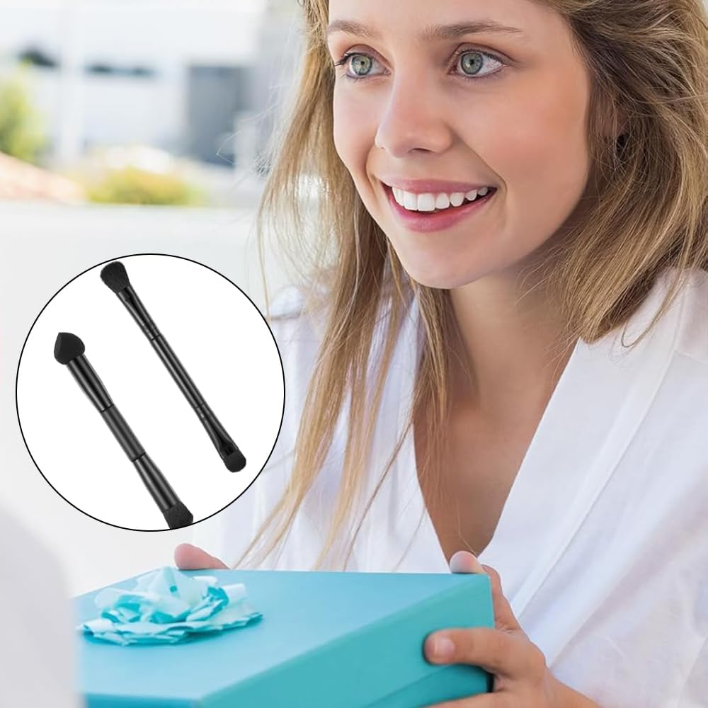 Lymizhuo 2Pcs Dual Ended Hairline Brushes &ndash; Soft Bristles & Sponge Tip for Seamless Hair Root Concealer, Boldify Hairline Powder, Contour & Touch up &ndash; Travel-Friendly Makeup Brushes Set image number 3