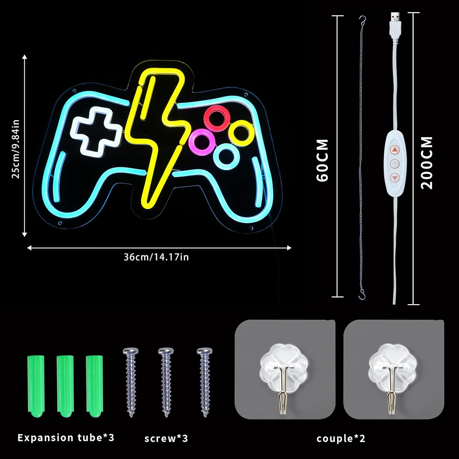 DWOOKE Gamer Neon Sign for Game Room Decor,Dimmable Gaming Neon Light Sign Wall Decor LED Lights for Boys Bedroom Accessories,Gamer Gifts for Boys,Kids,Teen, Men image number 3